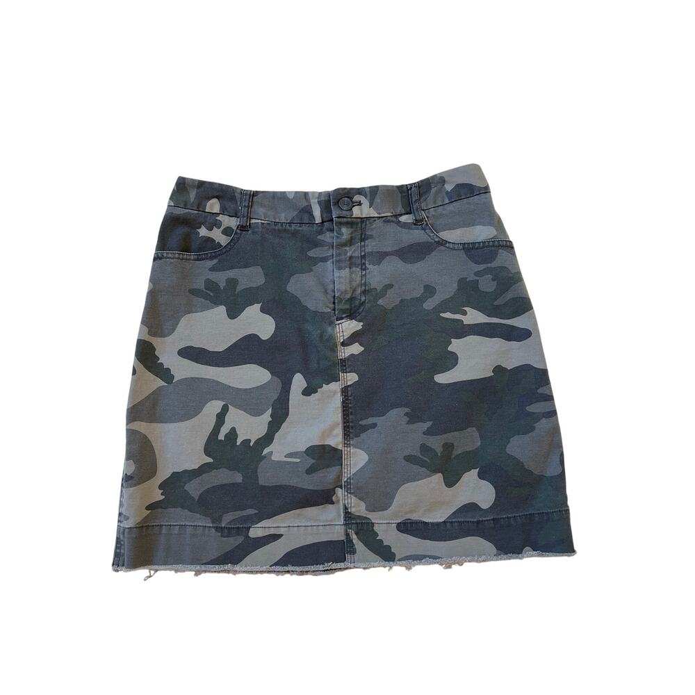 ATM Anthony Thomas Melillo Camo Mini Skirt Cotton Utility Cargo Raw Hem Size 2